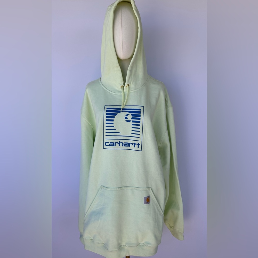 Carhartt Unisex Loose Fit Midweight Graphic Hooded Sweatshirt Lime Size 2XLT